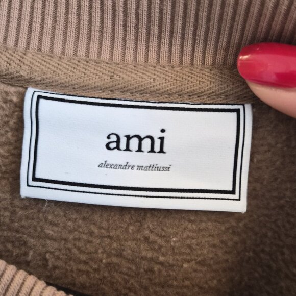 AMI Paris Brown Fleece Ami De Coeur Sweatshirt (Men's size: Large) - Picture 3 of 3